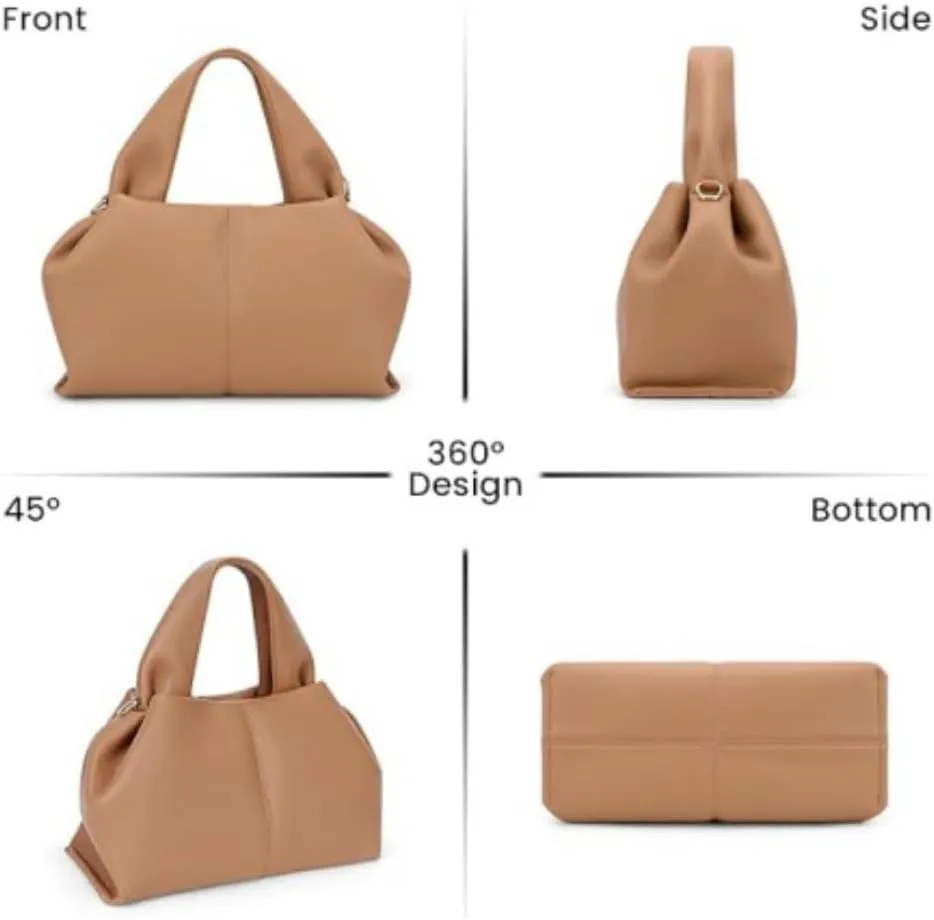 Large Capacity HandBags Genuine Leather Purses for Women Tote Bags Ladies Cloud Clutch Big Shoulder Commuter Bag