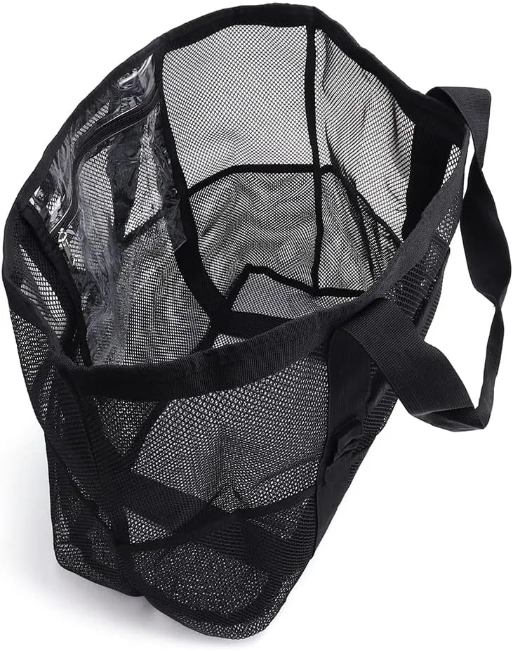 Large Mesh Beach Bag - Ultimate Family Beach Bag with 9 Deep Pockets, sturdy handles and Durable Zipper