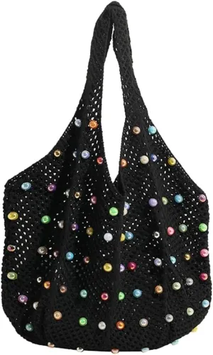 Large Tote Bags for Women Mesh Hobo Bags for Women Fashion Handbag Shoulder Bag Beach Bag Travel Bag Summer Vacation