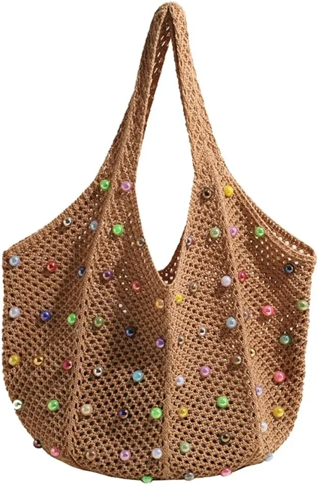 Large Tote Bags for Women Mesh Hobo Bags for Women Fashion Handbag Shoulder Bag Beach Bag Travel Bag Summer Vacation