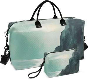 Large Travel Duffel Bag Sports Tote Gym Bag Overnight Weekender Bags Cliff Lighthouse Carry On Luggage with Toiletry Bags