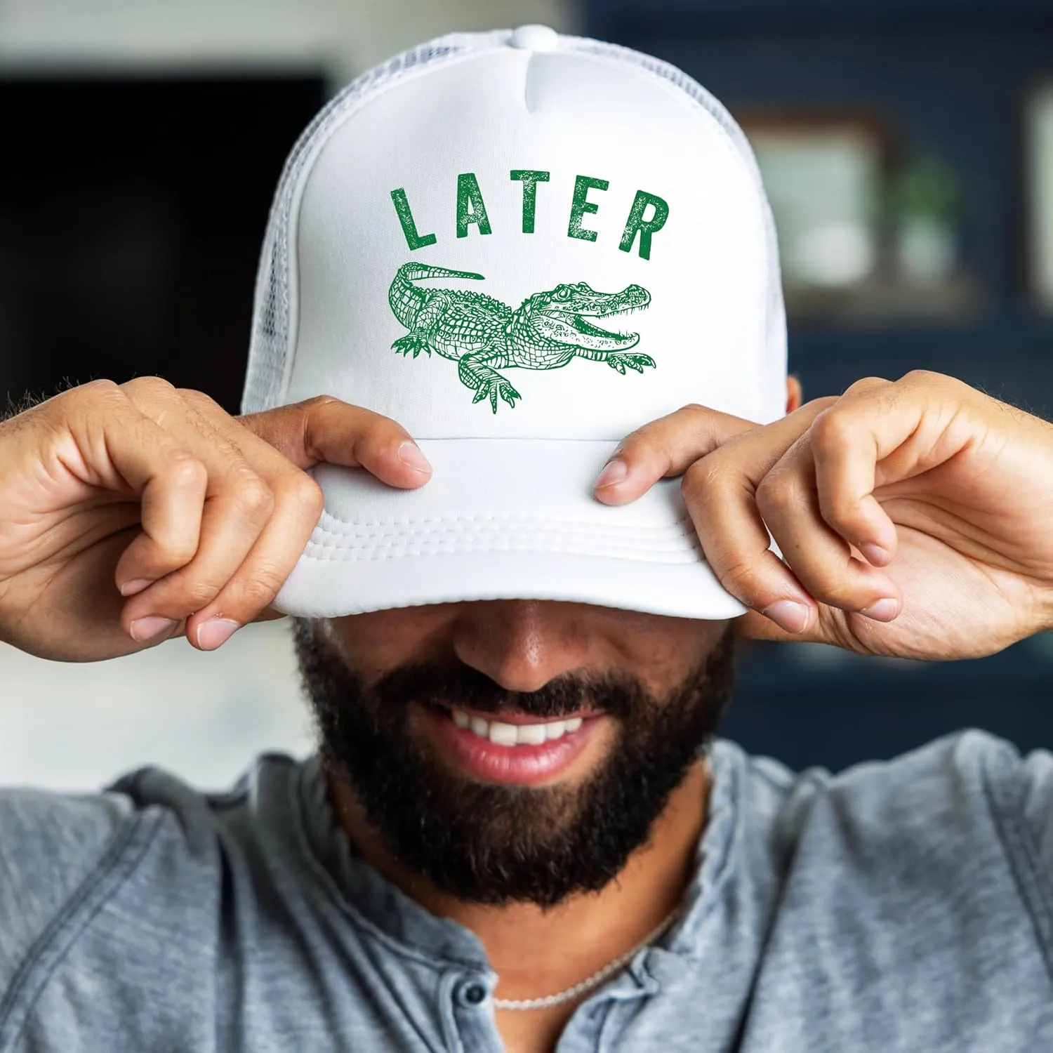 Later Gator Trucker Hat for Men & Women Funny Foam Front Classic 5 Panel Mesh Snapback