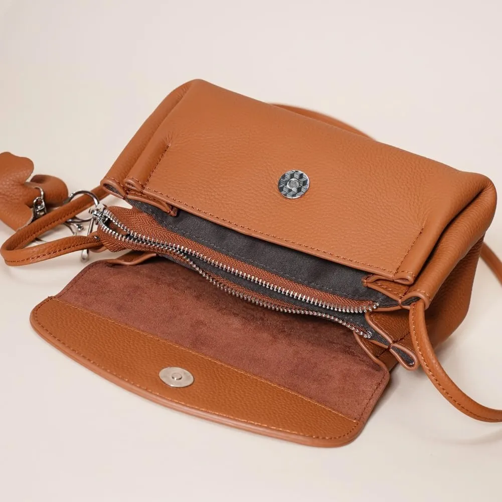 Leather Crossbody Bags for Women Trendy Small Shoulder Purses and Handbags Soft Leather Tote Bag Clutch Retro Handbag Satchel