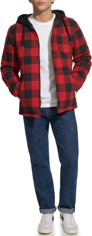 Levi's Men's Plaid Sherpa Lined Hooded Shirt Jacket (Regular & Big & Tall Sizes)
