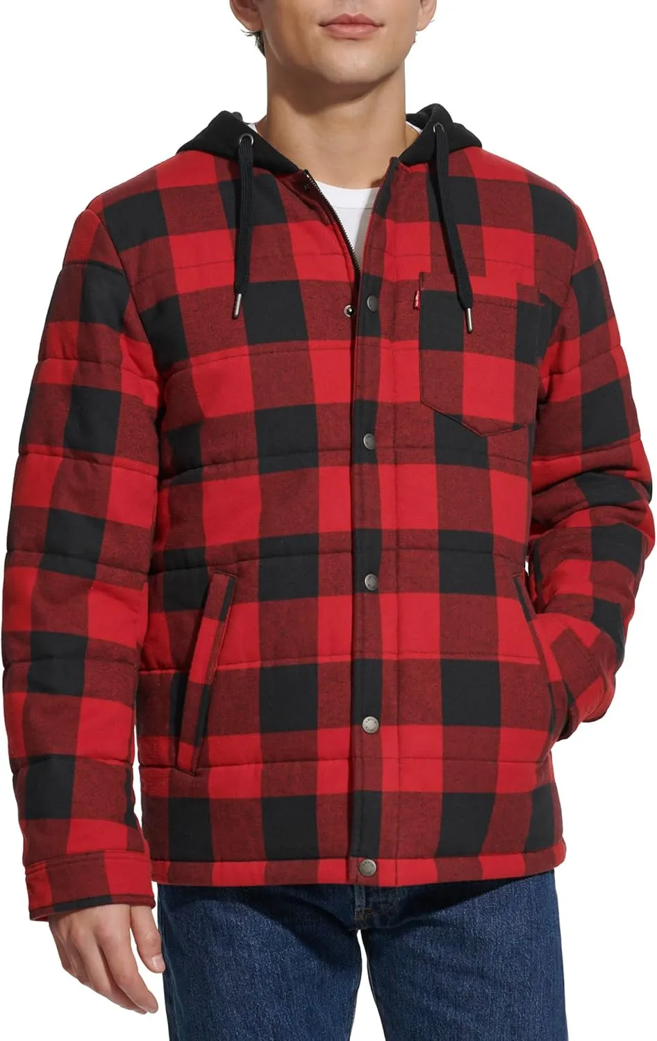 Levi's Men's Plaid Sherpa Lined Hooded Shirt Jacket (Regular & Big & Tall Sizes)