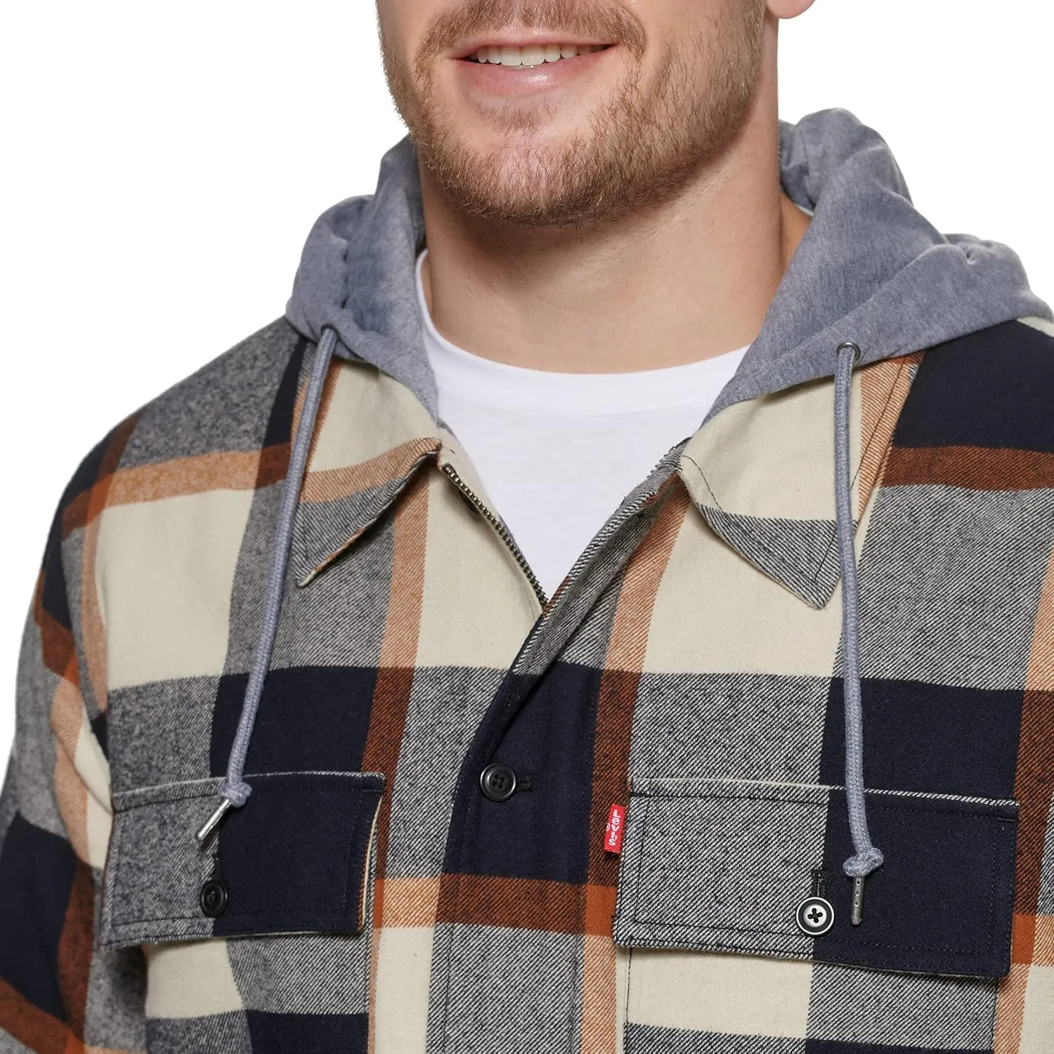 Levi's Men's Plaid Sherpa Lined Hooded Shirt Jacket (Regular & Big & Tall Sizes)
