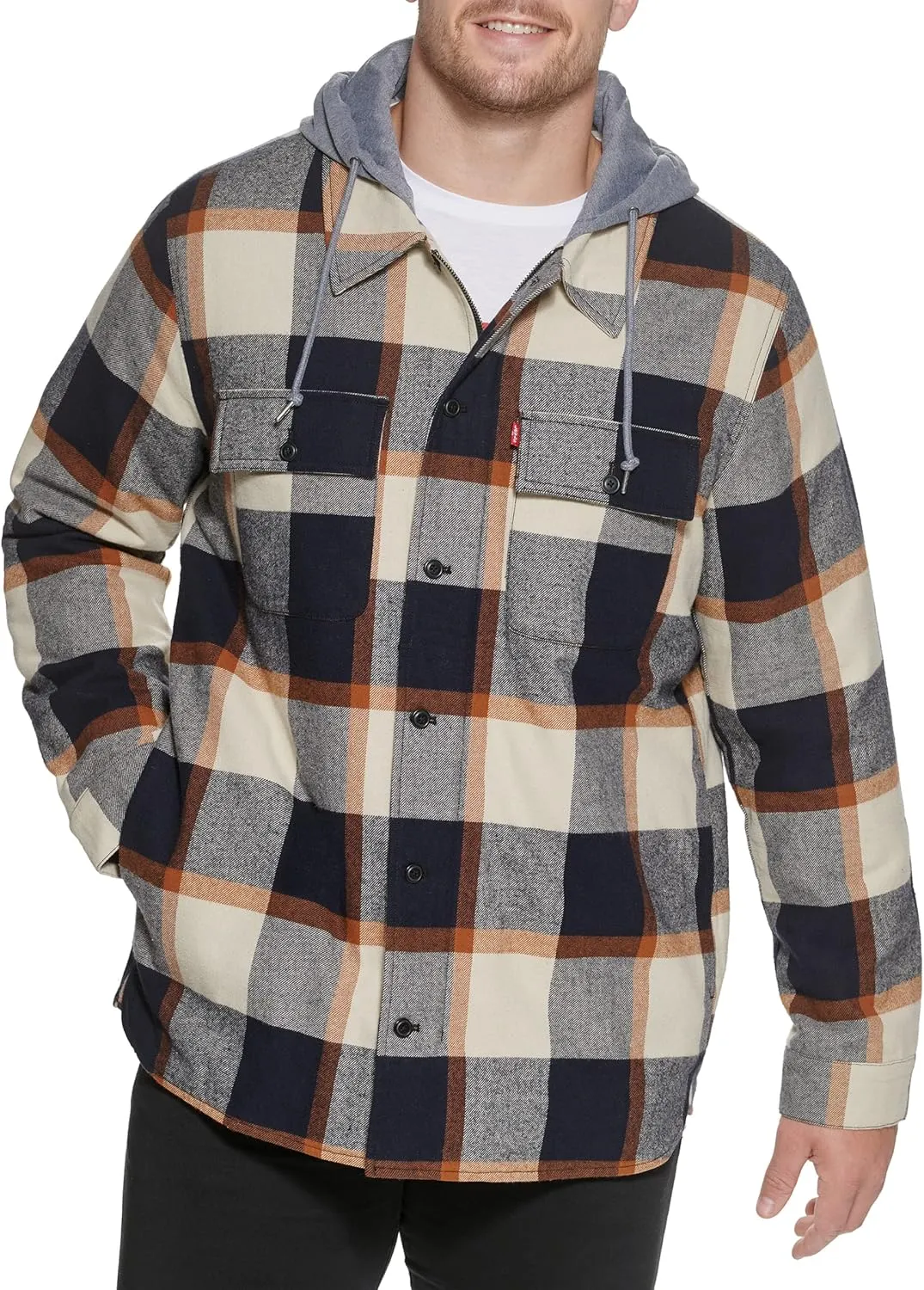 Levi's Men's Plaid Sherpa Lined Hooded Shirt Jacket (Regular & Big & Tall Sizes)