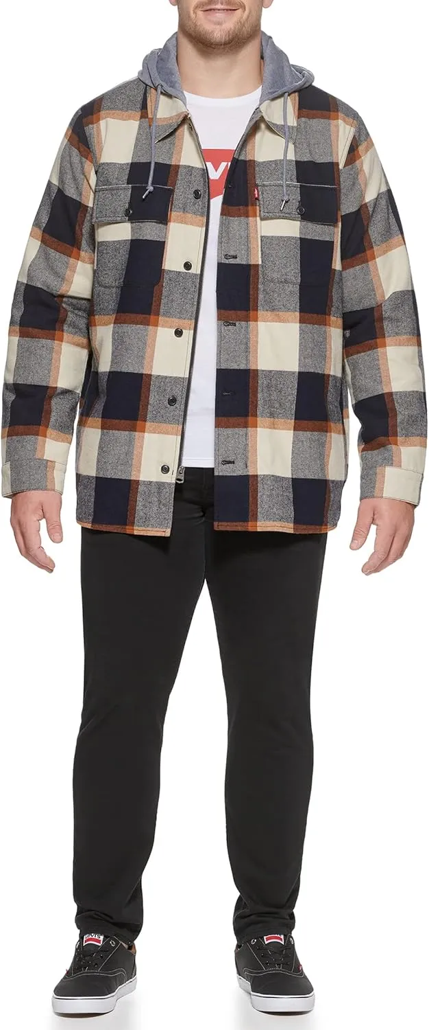 Levi's Men's Plaid Sherpa Lined Hooded Shirt Jacket (Regular & Big & Tall Sizes)
