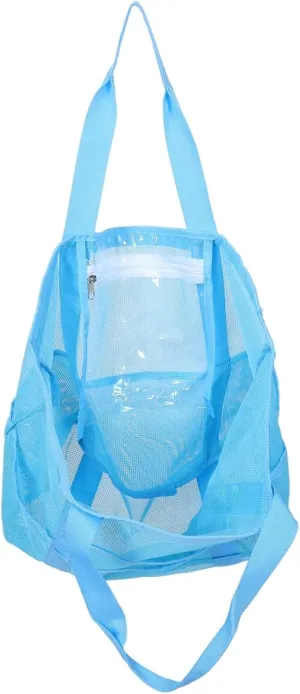 LIFKOME Large Capacity Mesh Beach Tote Bag for Women Portable Outdoor Shoulder Handbag for Travel for Towels and Beach Essentials