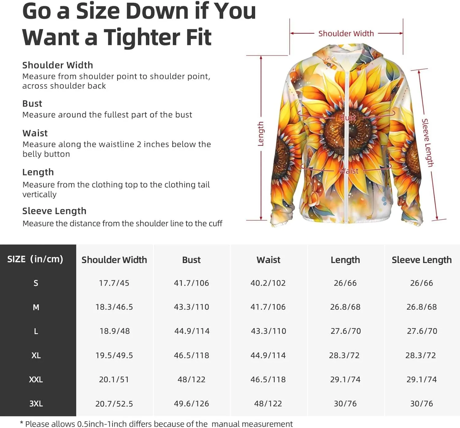 Lightweight UV Protection Sun Jacket, Yellow Sunflower in Oil Print Sportswear Hooded Sunblock Shirt for Outdoor