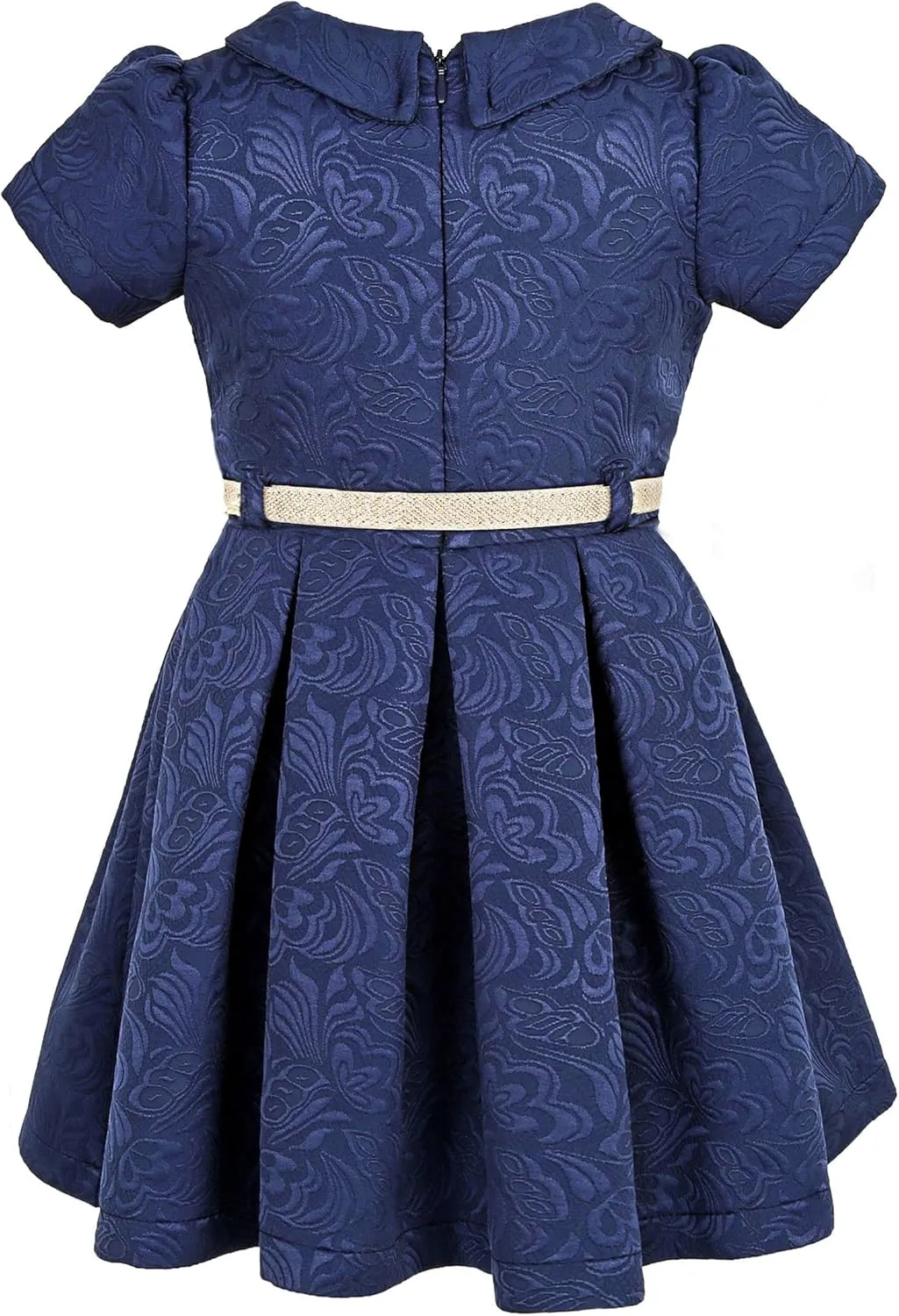Lilax Little Girls' Flocked Occasion Dress with Shimmer Belt