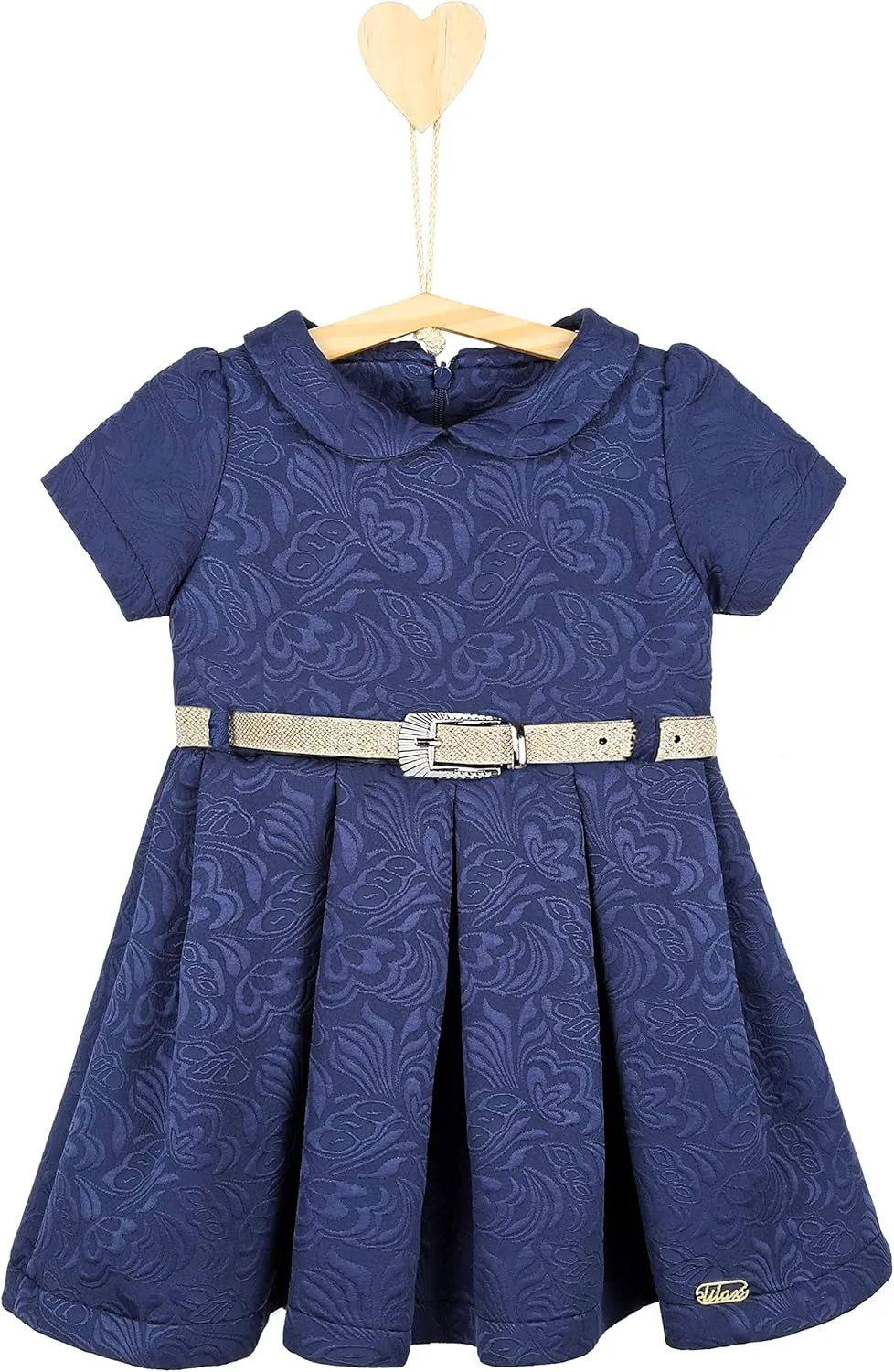 Lilax Little Girls' Flocked Occasion Dress with Shimmer Belt