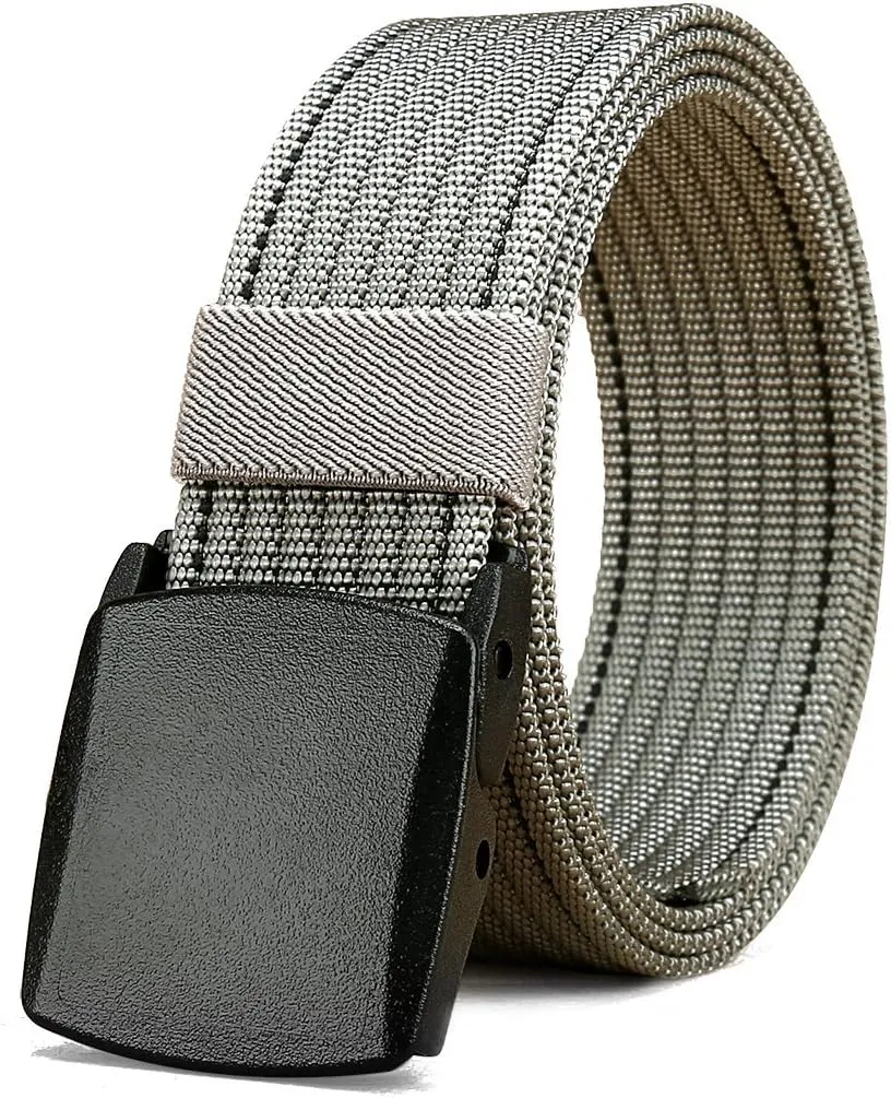 LionVII Belt for Men, Adjustable Belt with Plastic Buckle Breathable for Work Sports, Easy Trim to Fit 28-49" Waist