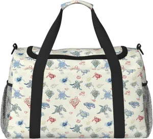 Little Turtles On Sandy Beach Travel Duffle Bag Carry On Duffle Bags For Womens & Mens Travel Overnight Bag Tote Bag Yoga Gym Bag