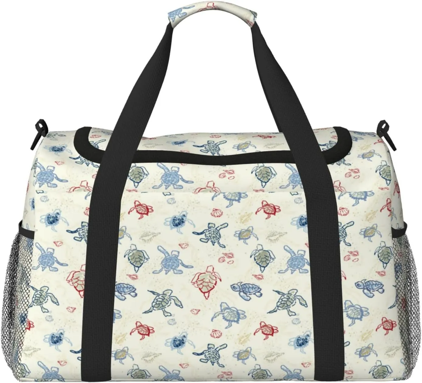 Little Turtles On Sandy Beach Travel Duffle Bag Carry On Duffle Bags For Womens & Mens Travel Overnight Bag Tote Bag Yoga Gym Bag