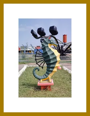 LIVESTOCK Buchroe Beach Amusement Park Seahorse Statue in Hampton Virginia