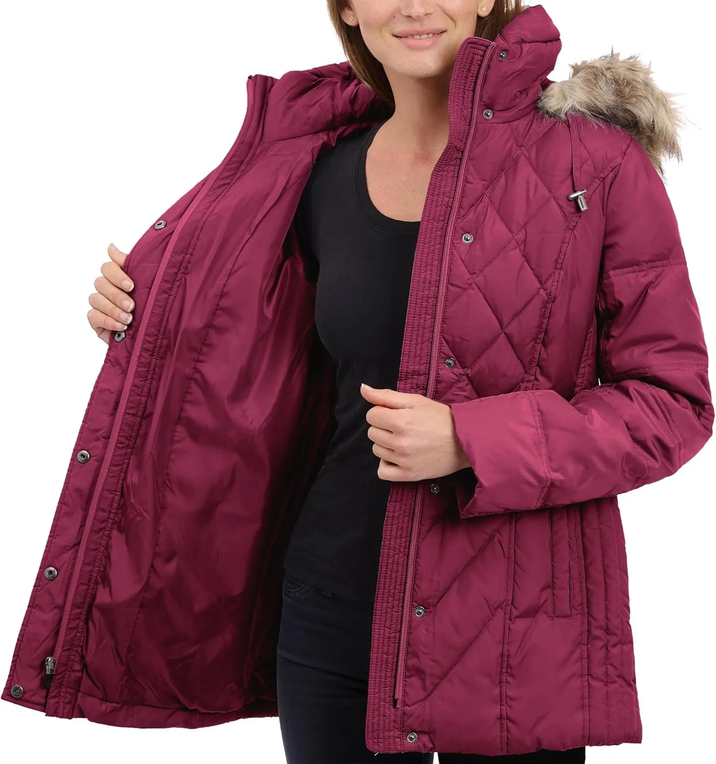 LONDON FOG Women's Diamond Quilted Down Coat