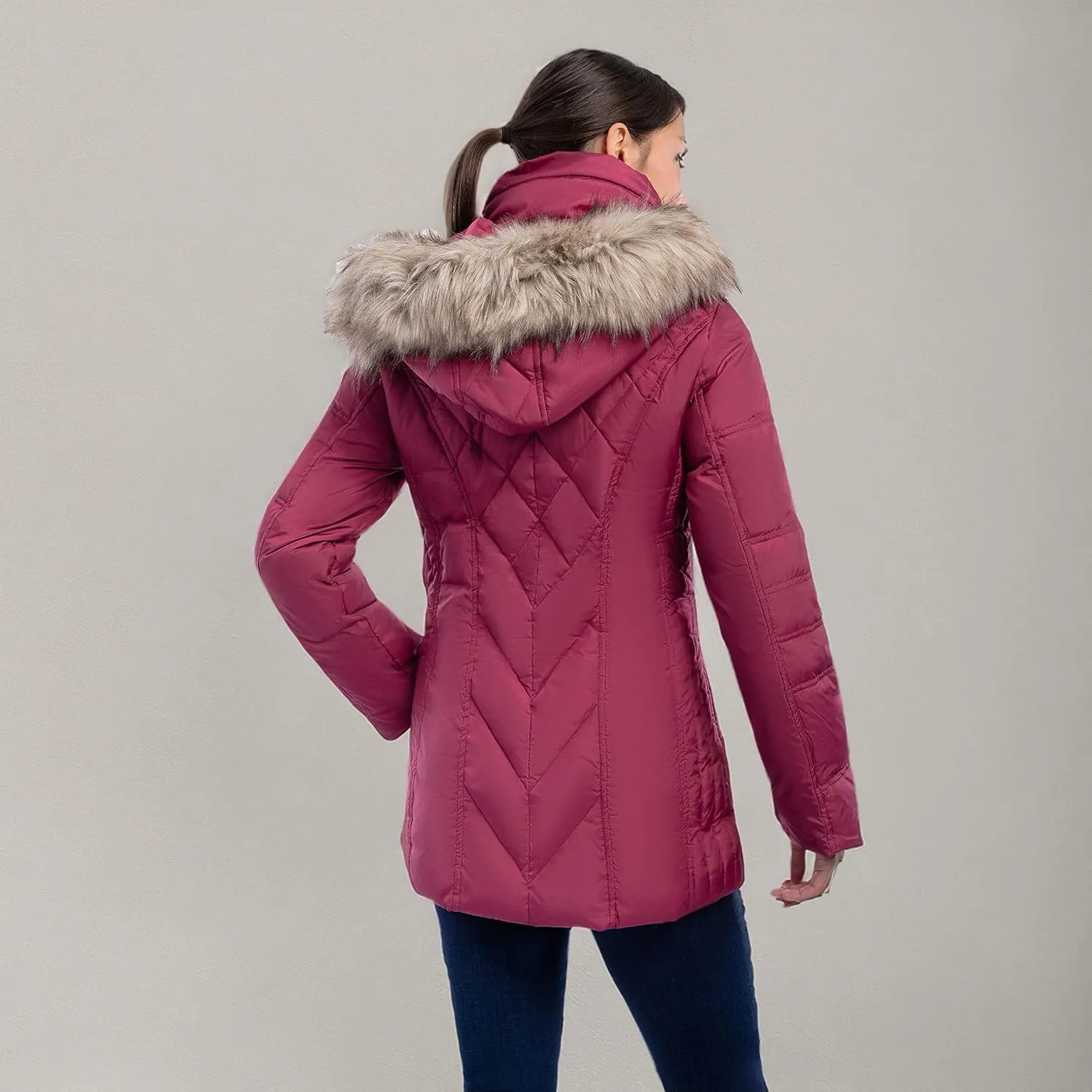 LONDON FOG Women's Diamond Quilted Down Coat