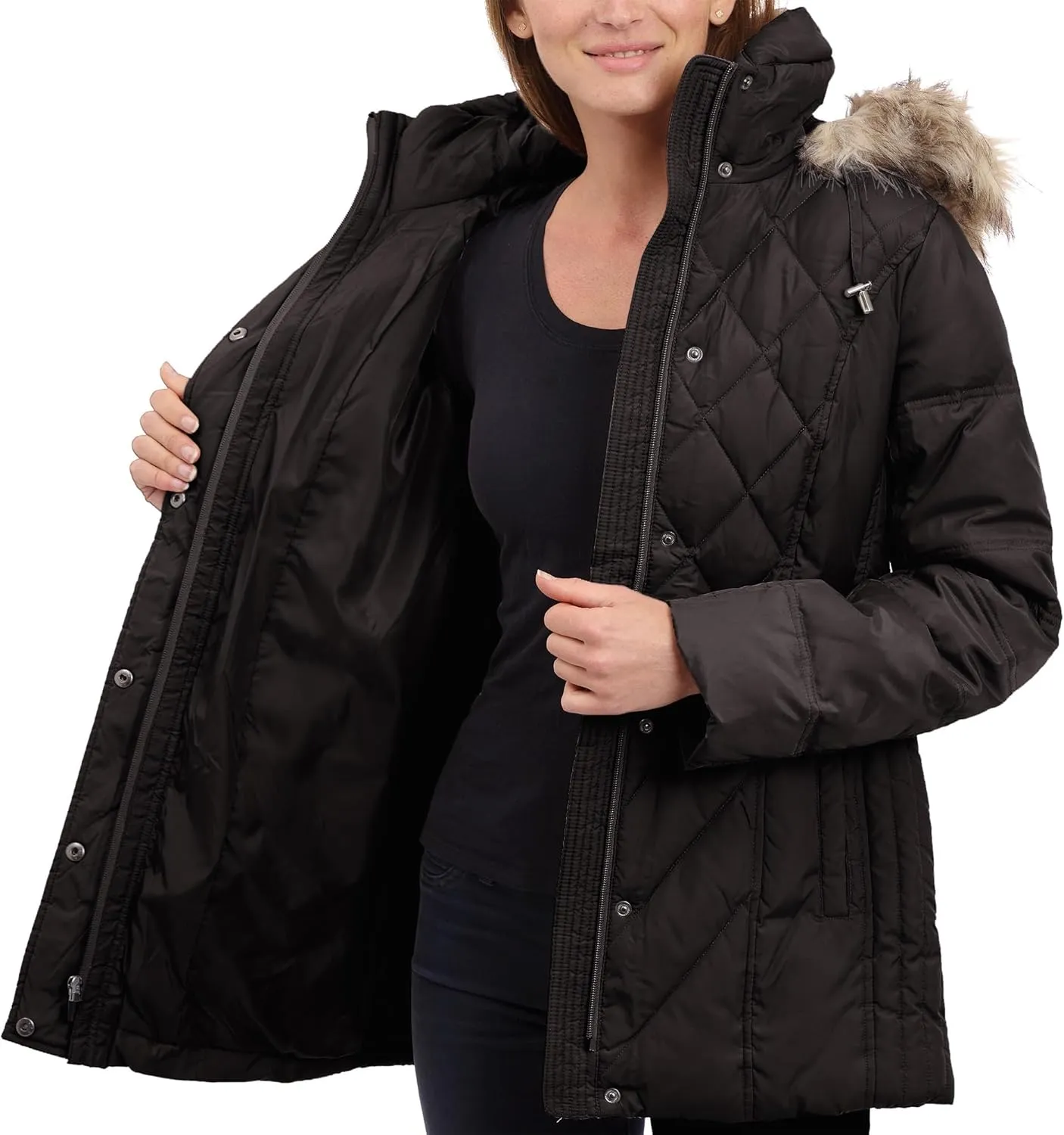 London Fog Women's Diamond Quilted Down Coat