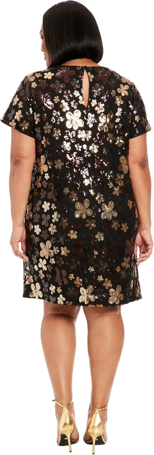 London Times Women's Sequin T-Shirt Dress