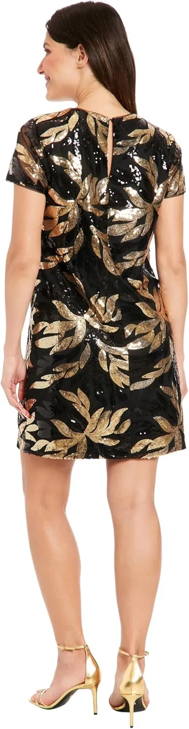 London Times Women's Sequin T-Shirt Dress