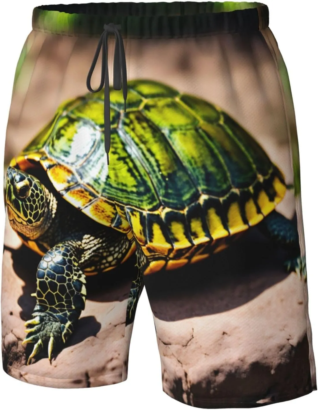 Lord Howe Island Sea Turtle Print Men's Swim Trunks with Liner,Beach Shorts for Summer,Suitable for Water Activities