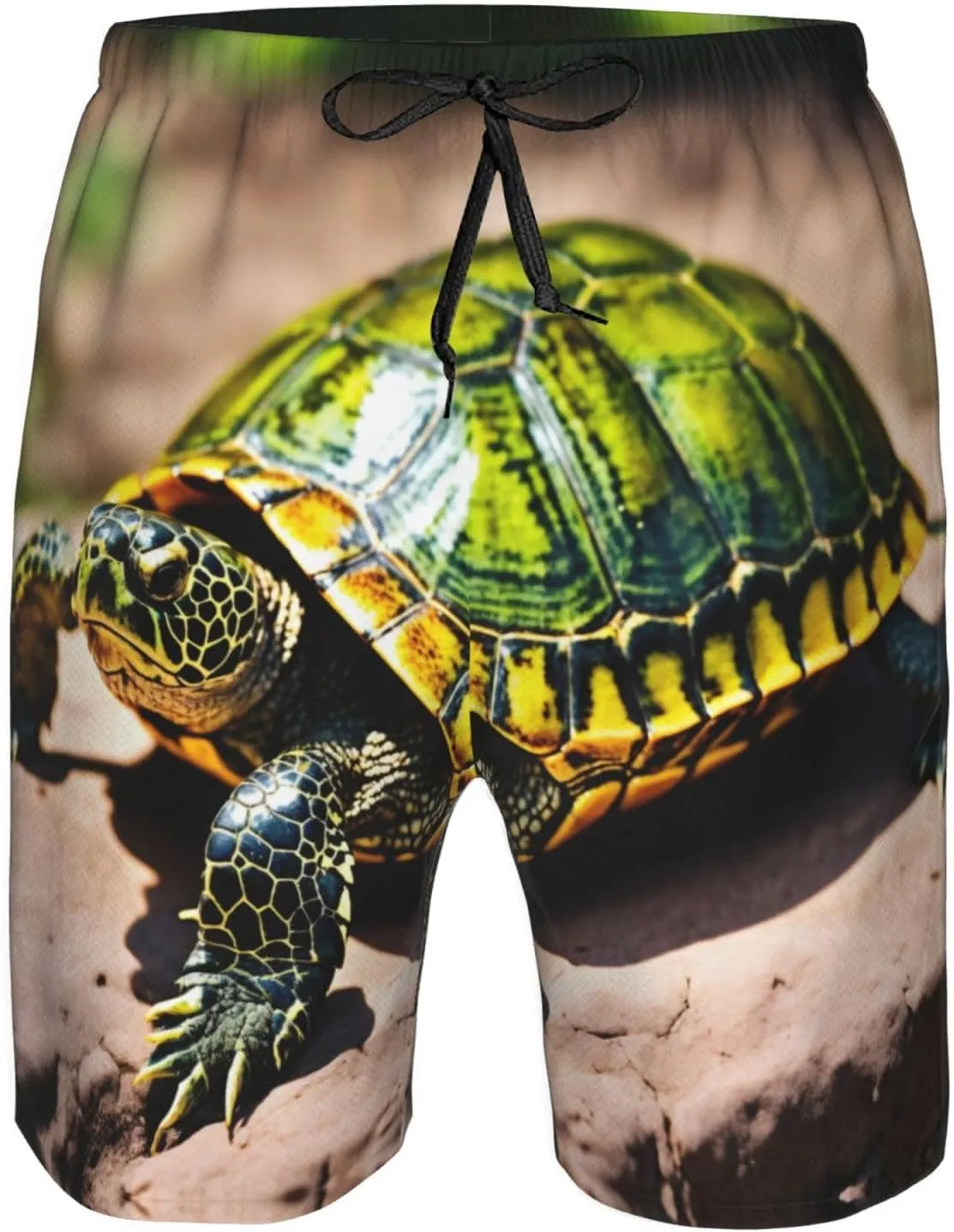 Lord Howe Island Sea Turtle Print Men's Swim Trunks with Liner,Beach Shorts for Summer,Suitable for Water Activities