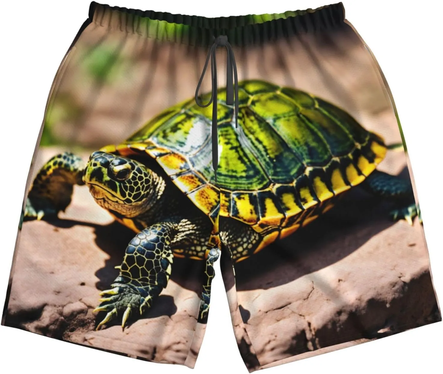 Lord Howe Island Sea Turtle Print Men's Swim Trunks with Liner,Beach Shorts for Summer,Suitable for Water Activities