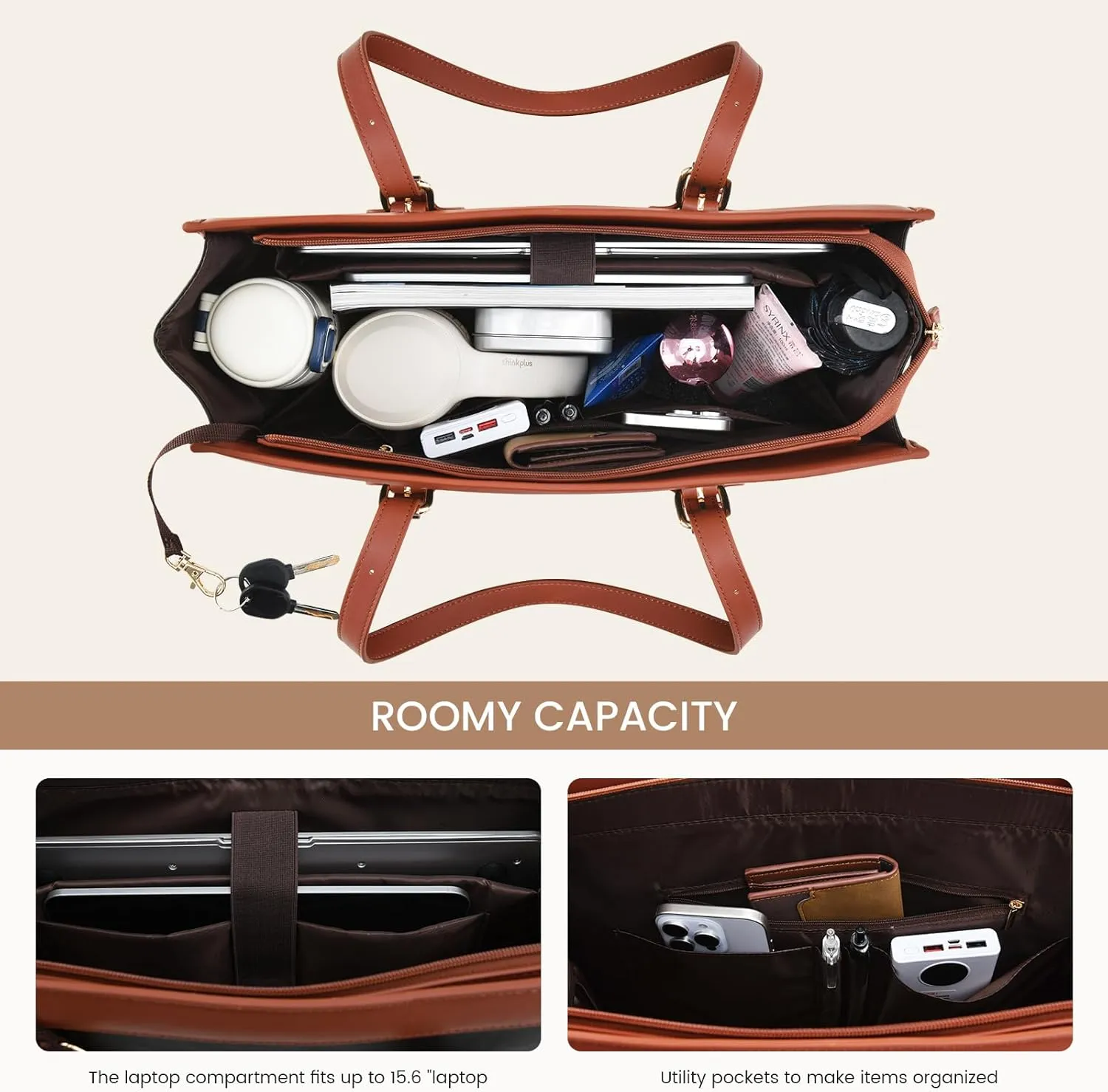 LOVEVOOK Laptop Bag for Women,15.6 inch Laptop Tote Bag Waterproof PU Leather Computer Bag Work Bags for Business Office, Large Capacity Laptop Purse Professional Work Tote Black