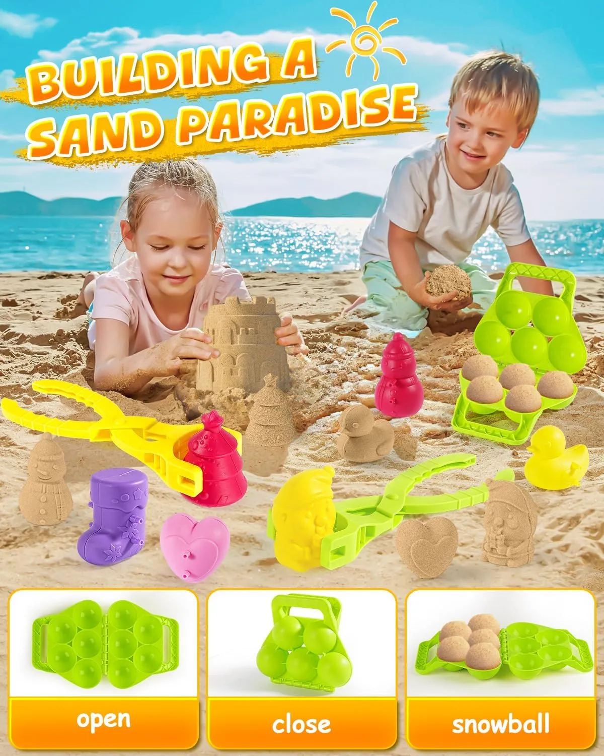 LQYoyz 10 Pack Beach Toys Set for Kids, Sand Toys Set for Kids 4-12 with Mesh Bag & Sand Molds, Travel Sand Toys for Beach, Sandbox Toys for Toddlers Kid Age 3-10
