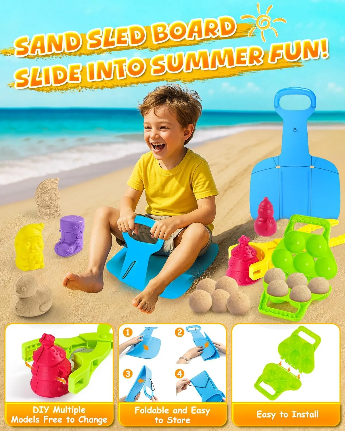 LQYoyz 10 Pack Beach Toys Set for Kids, Sand Toys Set for Kids 4-12 with Mesh Bag & Sand Molds, Travel Sand Toys for Beach, Sandbox Toys for Toddlers Kid Age 3-10