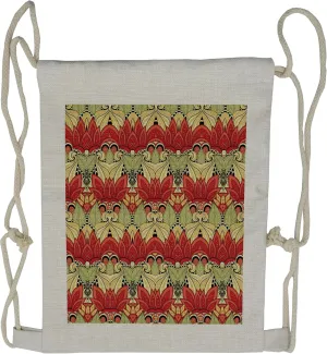 Lunarable Batik Drawstring Backpack, South East Nature Motif, Sackpack Bag