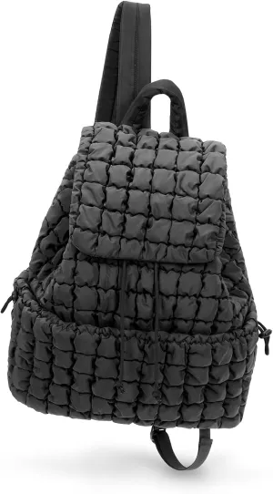 Lushandy Quilted Backpack for Women, Puffer Backpack Nylon Puffy Backpack 18L Soft Quilted Travel Backpack Gym Bag