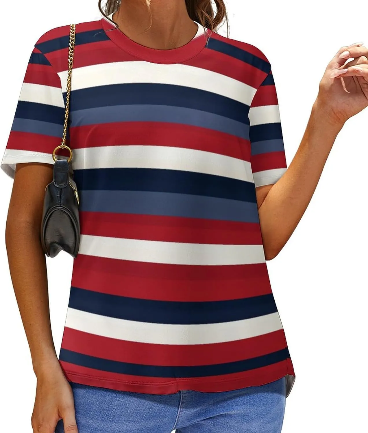 MARSVOVO Women's Camo Tiger Stripe T-Shirt Casual Loose Business Lightweight Hide Belly Summer Novelty Soft Blouse