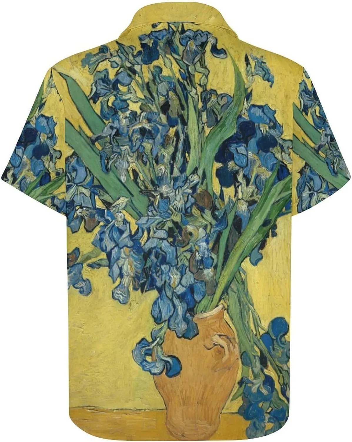 Men Van Gogh Print Hawaiian Bowling Shirts Short Sleeve Regular Fit Summer Beach Casual Button Down Aloha Shirt
