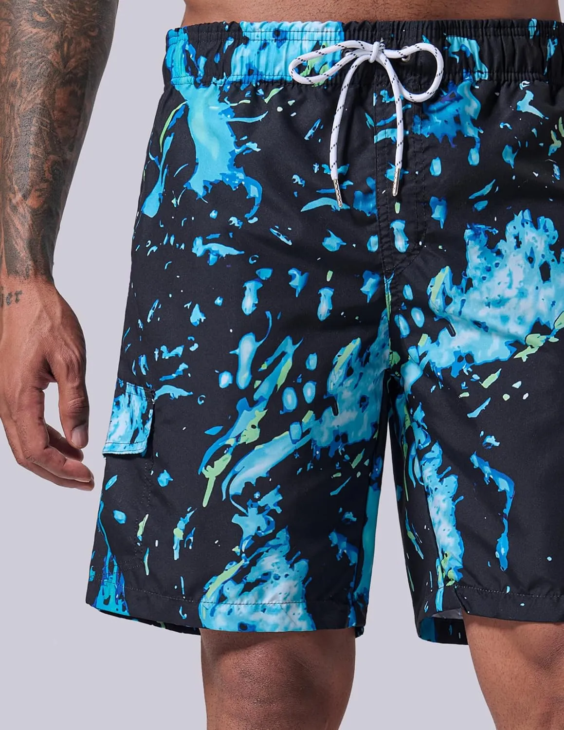 Men's 9" Quick Dry Swim Trunks with Mesh Lining and Cargo Pockets, Beach Shorts Bathing Suits