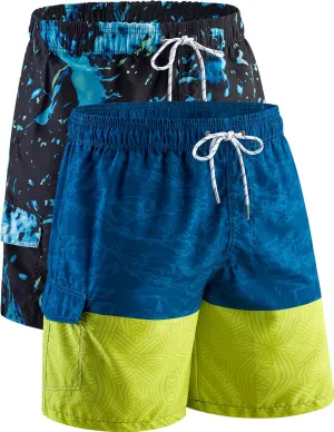 Men's 9" Quick Dry Swim Trunks with Mesh Lining and Cargo Pockets, Beach Shorts Bathing Suits