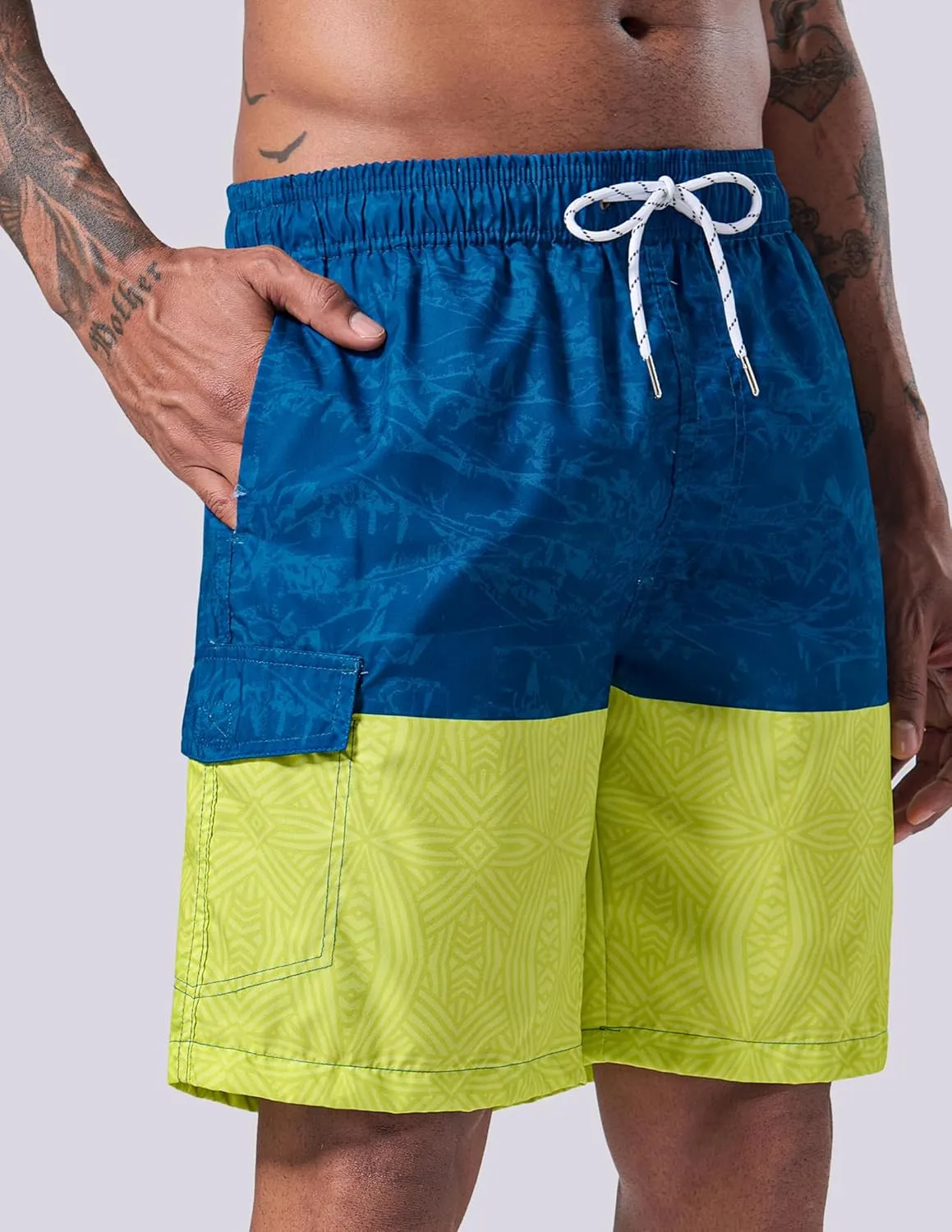 Men's 9" Quick Dry Swim Trunks with Mesh Lining and Cargo Pockets, Beach Shorts Bathing Suits
