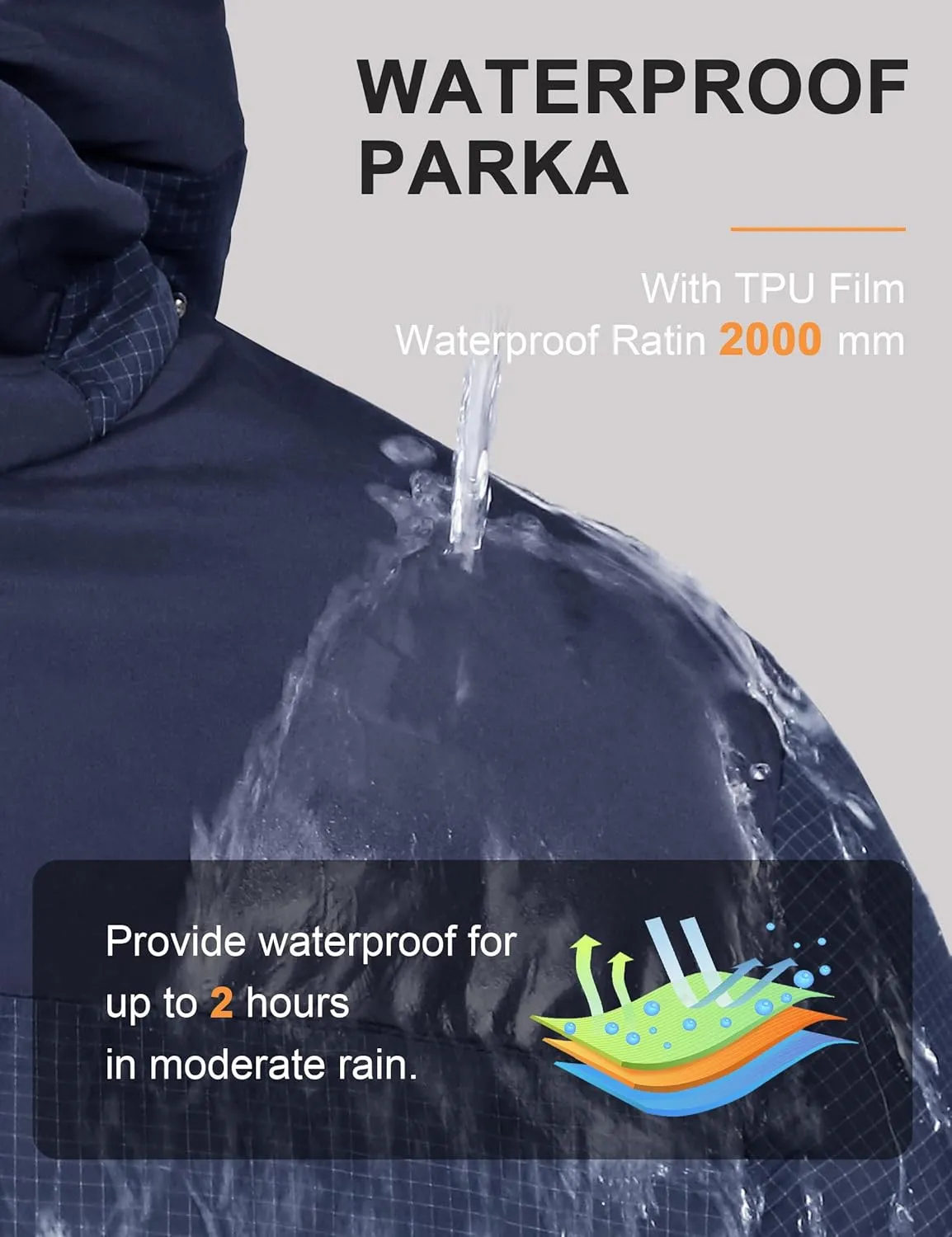 Men's Heavy Winter Coat Waterproof Sorona Quilted Performance Parka Jacket Men with Hood