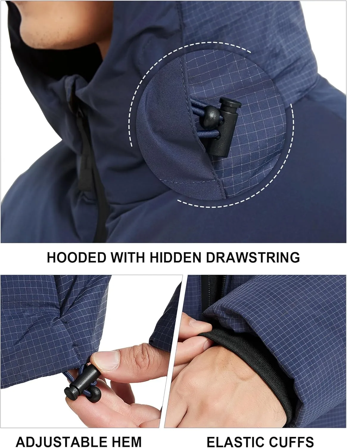 Men's Heavy Winter Coat Waterproof Sorona Quilted Performance Parka Jacket Men with Hood