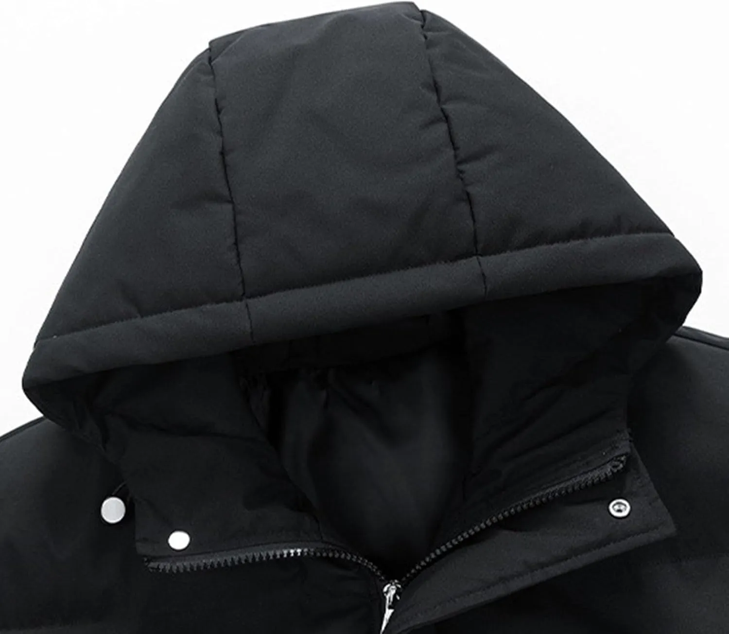 Mens Hooded Warm Quilted Jacket Winter Coat Insulated Puffer Jacket Water-Repellent Windproof Parkas Outerwear