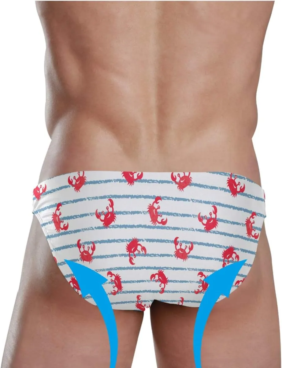 Men's Polyester Print Swim Briefs Soft Beach Swimwear Comfort Lightweight for Pool Surfing Summer Swim Trunks