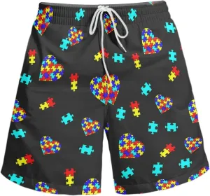 Men's Swim Trunk,Fashion Quick-Dry Beach Board Shorts with Mesh Lining Pockets