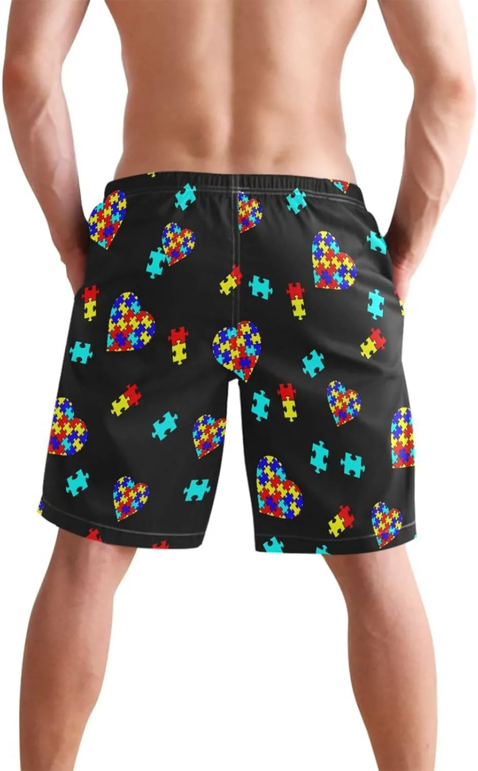 Men's Swim Trunk,Fashion Quick-Dry Beach Board Shorts with Mesh Lining Pockets