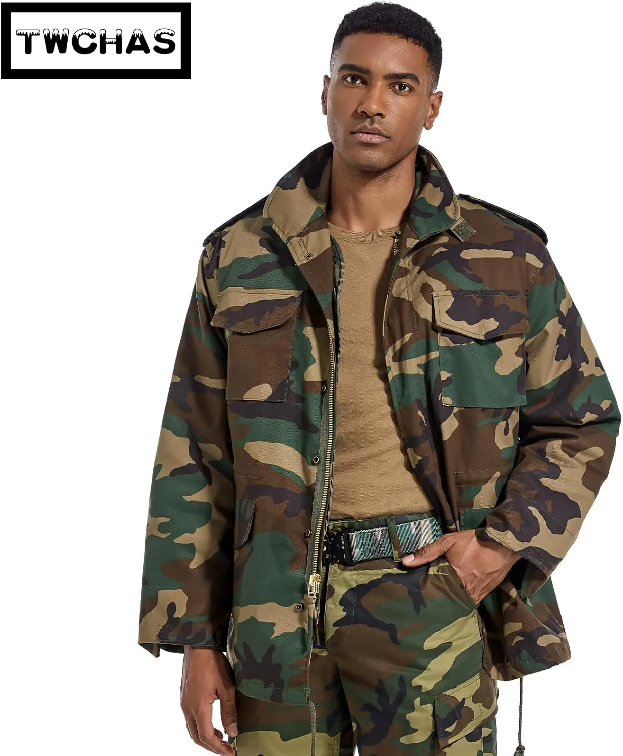 Men's Tactical M65 Field Jacket - Military Coat with Removable Hood, Fully Lined, Adjustable Waist & 4-Pocket Design