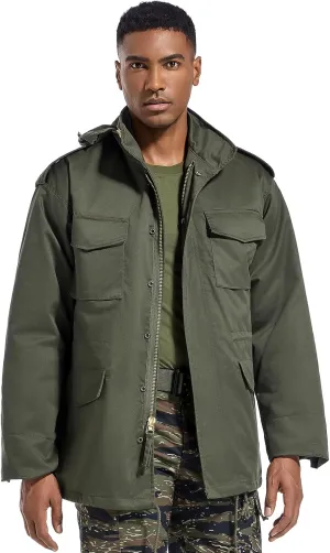 Men's Tactical M65 Field Jacket - Military Coat with Removable Hood, Fully Lined, Adjustable Waist & 4-Pocket Design