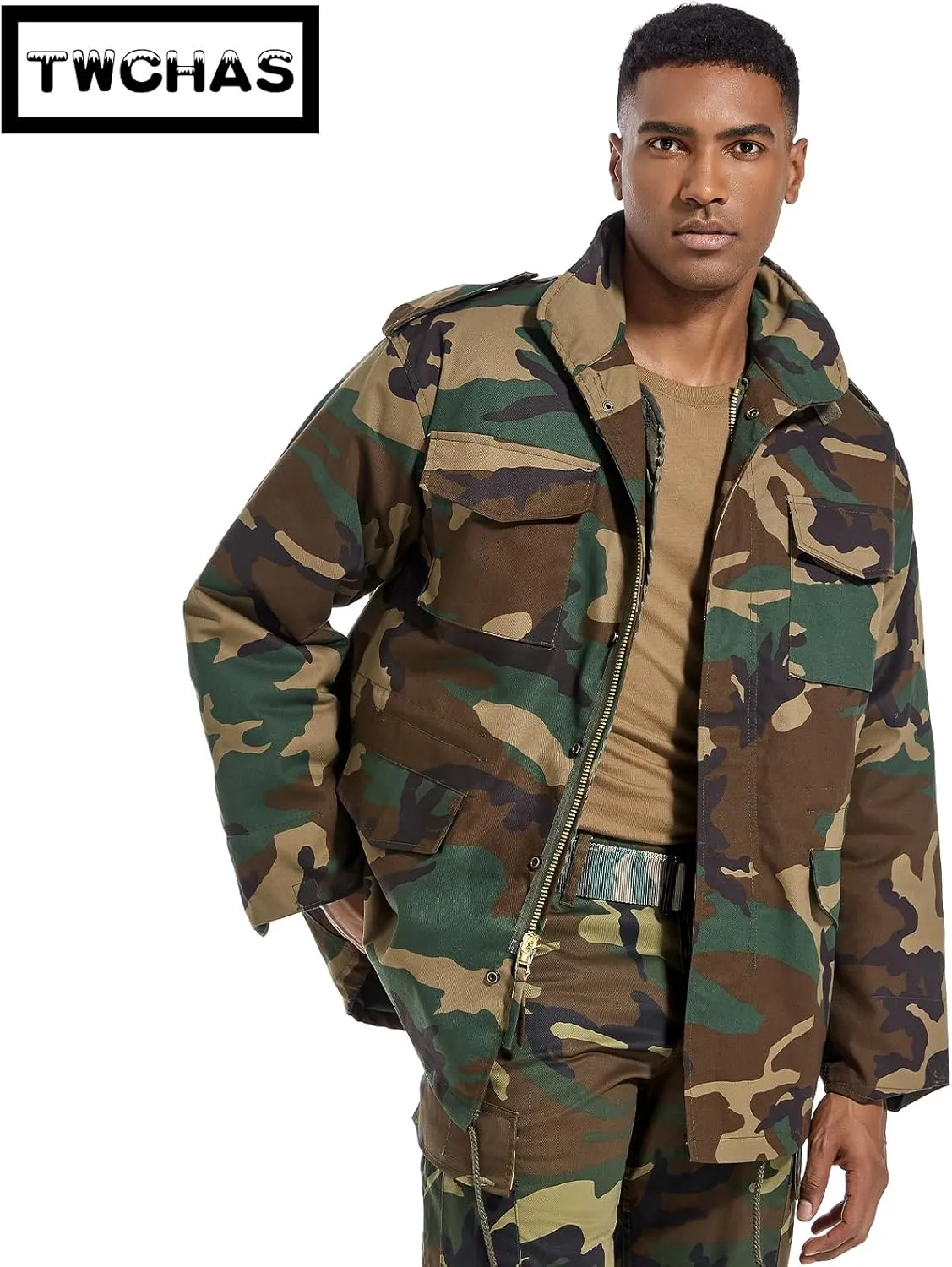 Men's Tactical M65 Field Jacket - Military Coat with Removable Hood, Fully Lined, Adjustable Waist & 4-Pocket Design