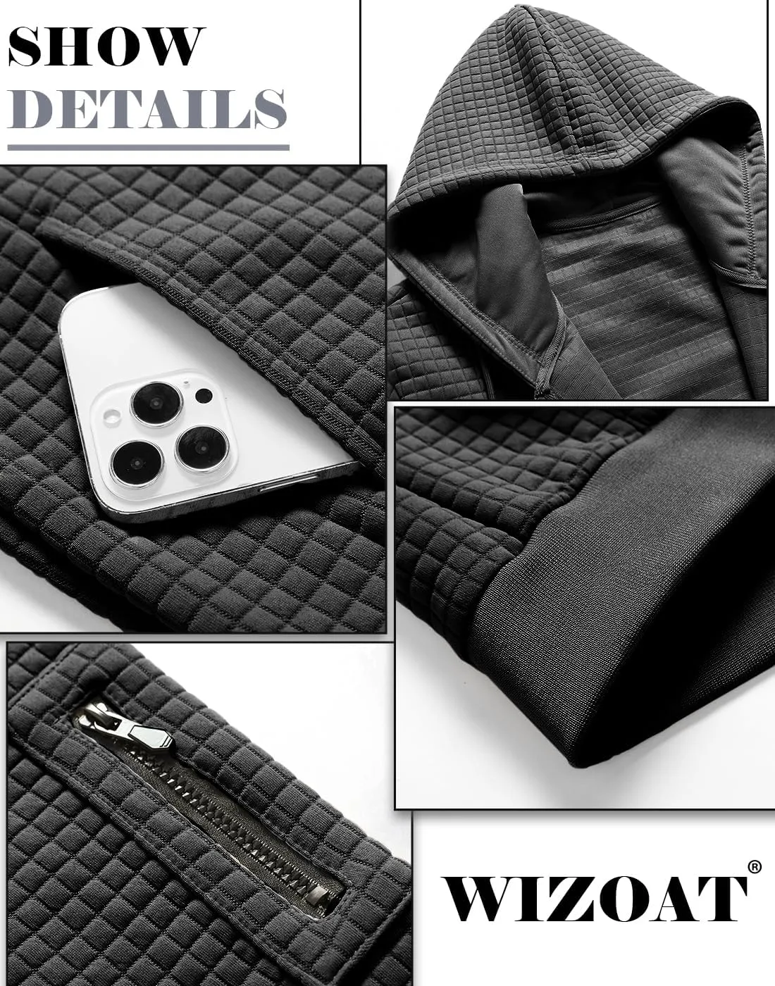 Mens Zip Up Hoodie Full-Zip Sweatshirt Lightweight Loose Fit Hooded Jackets
