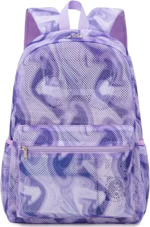 Mesh Backpack for Girls Semi-Transparent See Through School Backpack for Teen Girls Lightweight Large Capacity