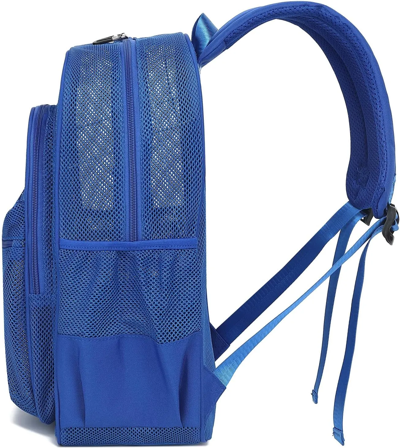 Mesh Bacpack Heavy Duty for School, Lightweight See Through College Backpack for Work Beach Sports (Blue)